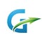 Blue and Green Uppercase Letter G Icon with a Glossy Arrow