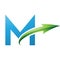Blue and Green Uppercase Letter M Icon with a Glossy Arrow