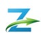 Blue and Green Uppercase Letter Z Icon with a Glossy Arrow