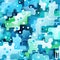 Blue and green watercolored abstract pattern with puzzle-like pieces (tiled)