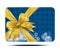 Blue, greeting business card with yellow bow