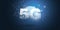 Blue Grey 5G Network Label with a Cityscape Inside of a Globe - Background High Speed Broadband Mobile Telecommunication