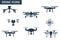 Blue grey color drone vector icon set