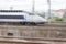 Blue and grey high-speed train