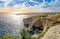 Blue Grotto, Malta. Natural stone arch and sea caves