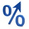 Blue growing percent sign