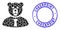 Blue Grunge Checkpoint Stamp Seal and Bear Manager Pictogram Mosaic of Puzzle Pieces