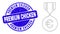 Blue Grunge Premium Chicken Stamp Seal and Web Mesh Euro Medal