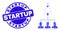 Blue Grunge Startup Stamp and Rocket Startup Group Mosaic