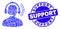 Blue Grunge Support Stamp and Radio Operator Headset Mosaic