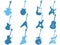 Blue guitar icons set