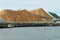 Blue gum woodchips piled up at the port of Portland, waiting to