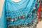 Blue gypsy belly dancer skirt with red tassel