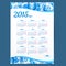 Blue gzhel ornament Russian vector calendar