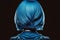 Blue hair. Woman from the back with short hair. Generative AI.