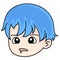 Blue haired boy character. doodle icon image