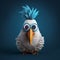 Blue-haired Cartoon Bird Figurine With Inventive Character Design
