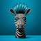 Blue-haired Zebra Figurine: Sculptural Object With Striped Arrangements
