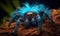 Blue Hairy Tarantula Close-Up Illustration Creepy Fuzzy Spider Insect Generative AI