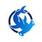 Blue Hammerhead Shark logo design