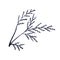 Blue Hand-Drawn Flower Twig. Thin-leaved Marigolds Sketch