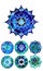 Blue hand painted gothic style watercolor mandala star designs
