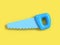 blue hand saw 3d render minimal yellow background,craft-technician-engineer tools concept