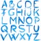 Blue hand-written alphabet