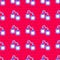 Blue Handcuffs icon isolated seamless pattern on red background. Vector