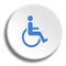 Blue handicap in round white button with shadow