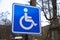 Blue handicapped sign with wheelchair