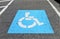 Blue Handicapped Symbol on Parking Pavement