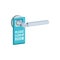 Blue hanger on doorknob with text Please clean up room a vector illustration