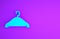 Blue Hanger wardrobe icon isolated on purple background. Cloakroom icon. Clothes service symbol. Laundry hanger sign. Minimalism