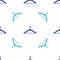 Blue Hanger wardrobe icon isolated seamless pattern on white background. Cloakroom icon. Clothes service symbol. Laundry