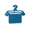 Blue Hanger wardrobe icon isolated on transparent background. Clean towel sign. Cloakroom icon. Clothes service symbol