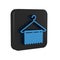 Blue Hanger wardrobe icon isolated on transparent background. Clean towel sign. Cloakroom icon. Clothes service symbol