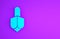 Blue Hanukkah dreidel icon isolated on purple background. Minimalism concept. 3d illustration 3D render