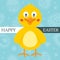 Blue Happy Easter Card with Cute Chick