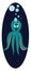 Blue happy octopus inside deep blue elipse vector illustration