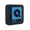 Blue Hard disk drive HDD icon isolated on transparent background. Black square button.