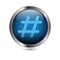 Blue Hashtag Circle Shaped Button