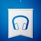 Blue Headphones icon isolated on blue background. Earphones. Concept for listening to music, service, communication and