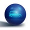 Blue Hearse car icon isolated on white background. Blue circle button. Vector