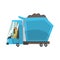 Blue heavy duty dump truck with coal, freight transport cartoon vector Illustration