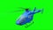 Blue helicopter animation. Realistic reflections, shadows and motion. Green screen 4k footage.