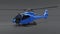 Blue helicopter isolated on the gray background. 3d illustration