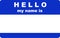 Blue Hello my name is, tag label