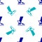 Blue Hermes sandal icon isolated seamless pattern on white background. Ancient greek god Hermes. Running shoe with wings