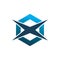 Blue x hexagon color line logo design